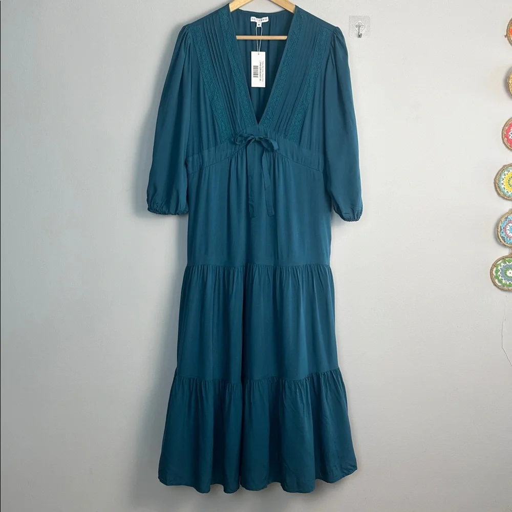 NEW Baltic Born Phillips Maxi Dress Persian Blue Medium Lined Tiered 3/4 Sleeves - Picture 2 of 16